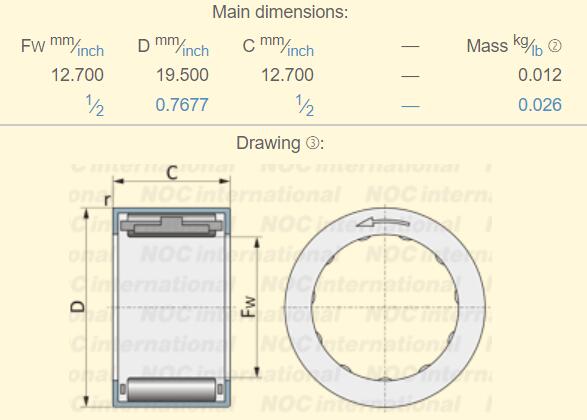 RC-081208 Bearing Dimension 