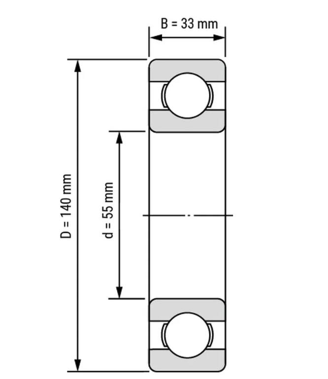 6411 bearing dimension 